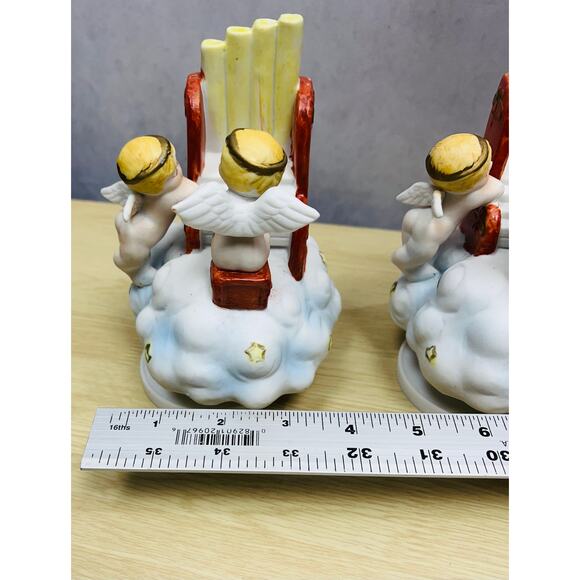 Vintage 2 Brinn's 80's/90's Angels Musical Porcelain Hand Painted Decorations - Picture 6 of 8